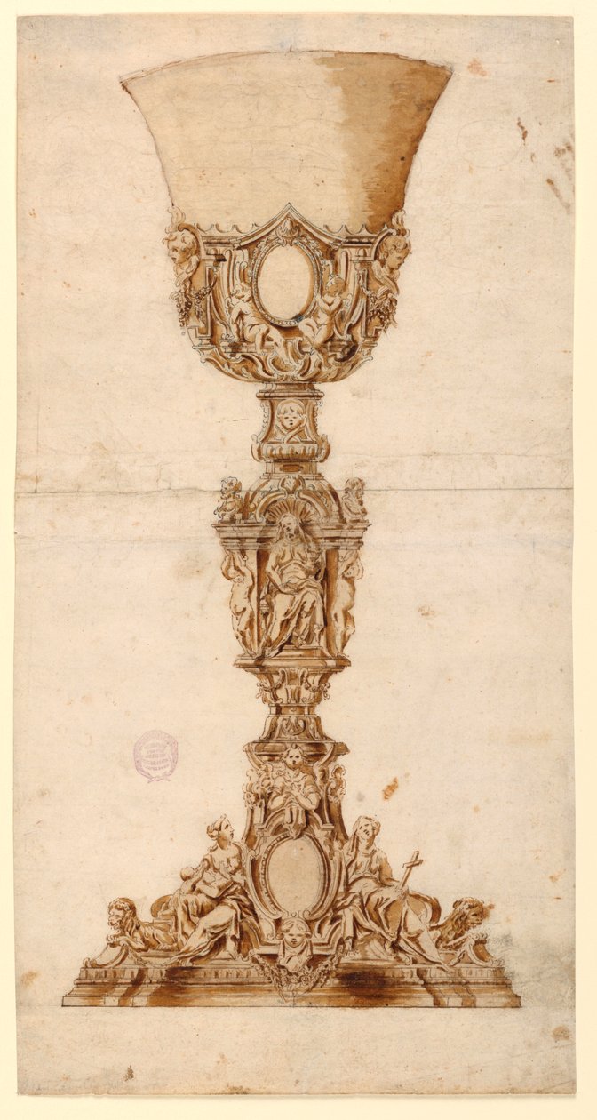 Dibujo, Diseño para un cáliz, 1710-1740 de Unknown artistUnknown artist