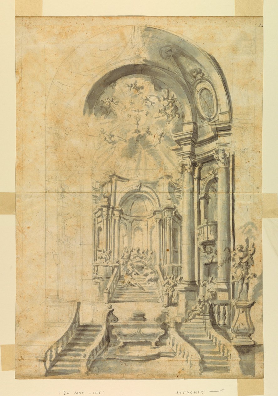 Dibujo, Diseño para un marco de fiesta en una iglesia, ca. 1700 de Unknown artistUnknown artist