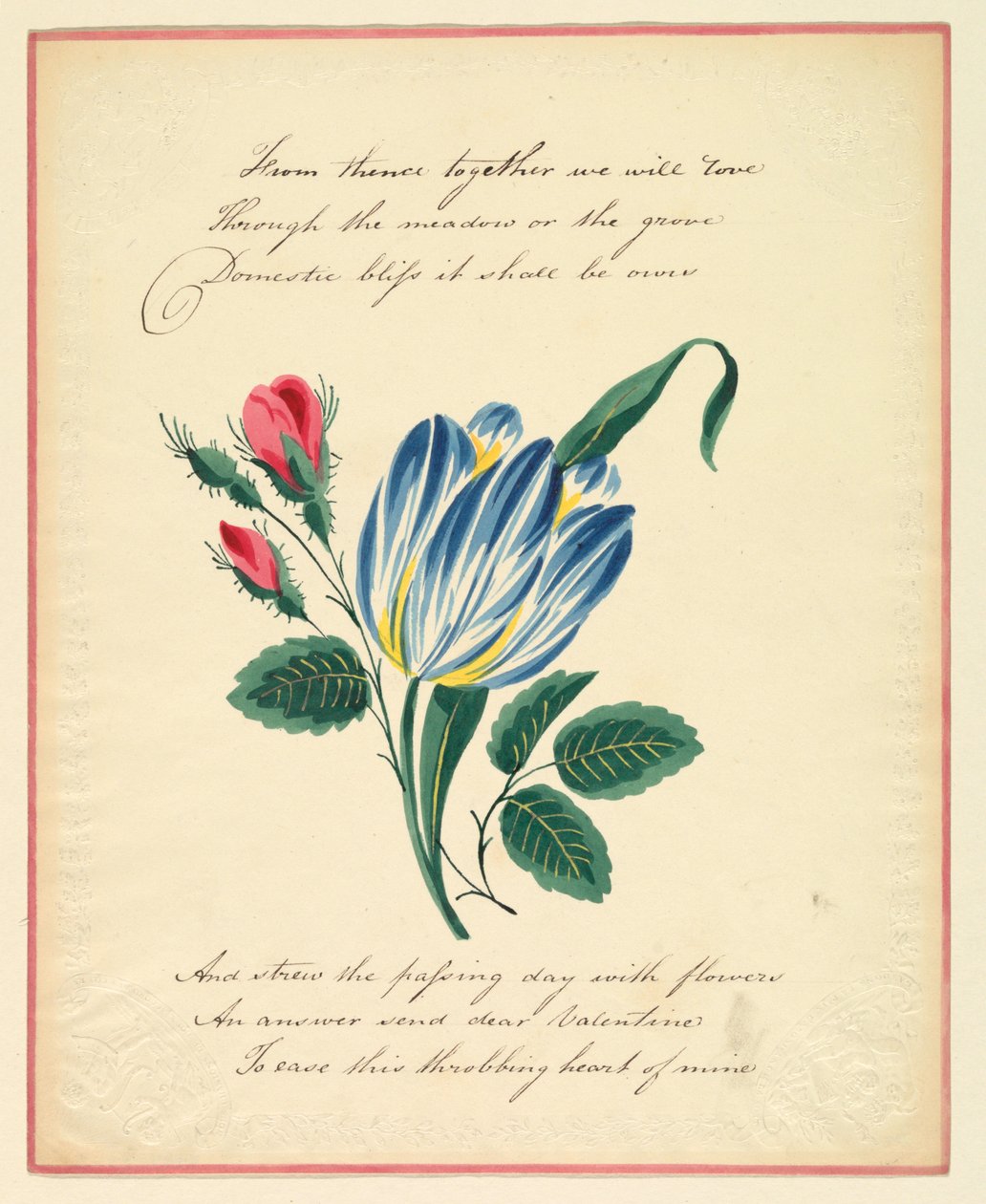 Tarjeta de felicitación, "Desde allí juntos amaremos...", ca. 1819 de Unknown artistUnknown artist
