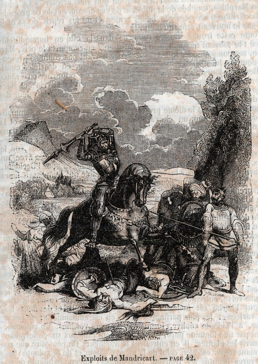 Grabado de 1851 de “Roland Furioso” de Unknown artist