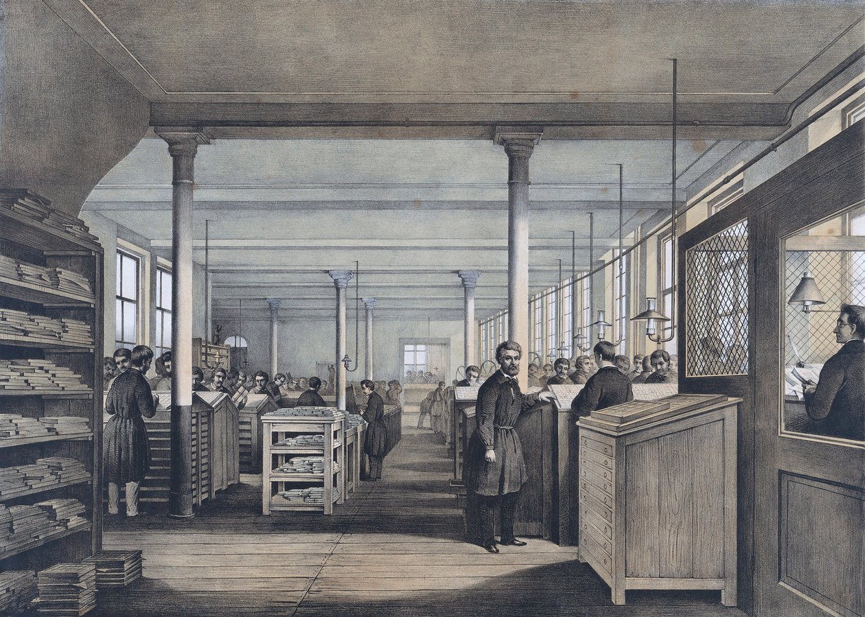 Una tienda de impresión europea del siglo XIX de Unknown artist