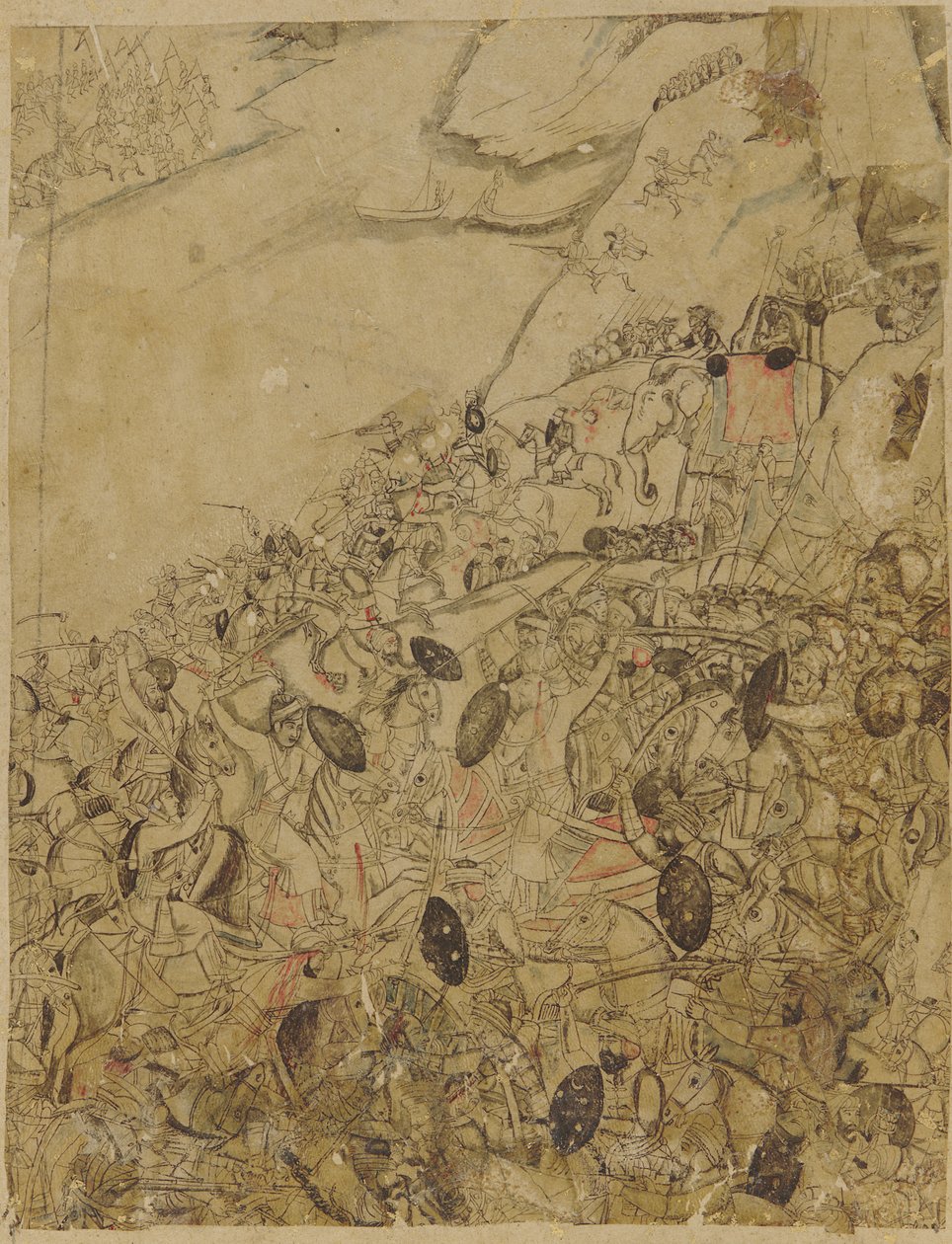 Una batalla en las orillas de un río de Unknown artist
