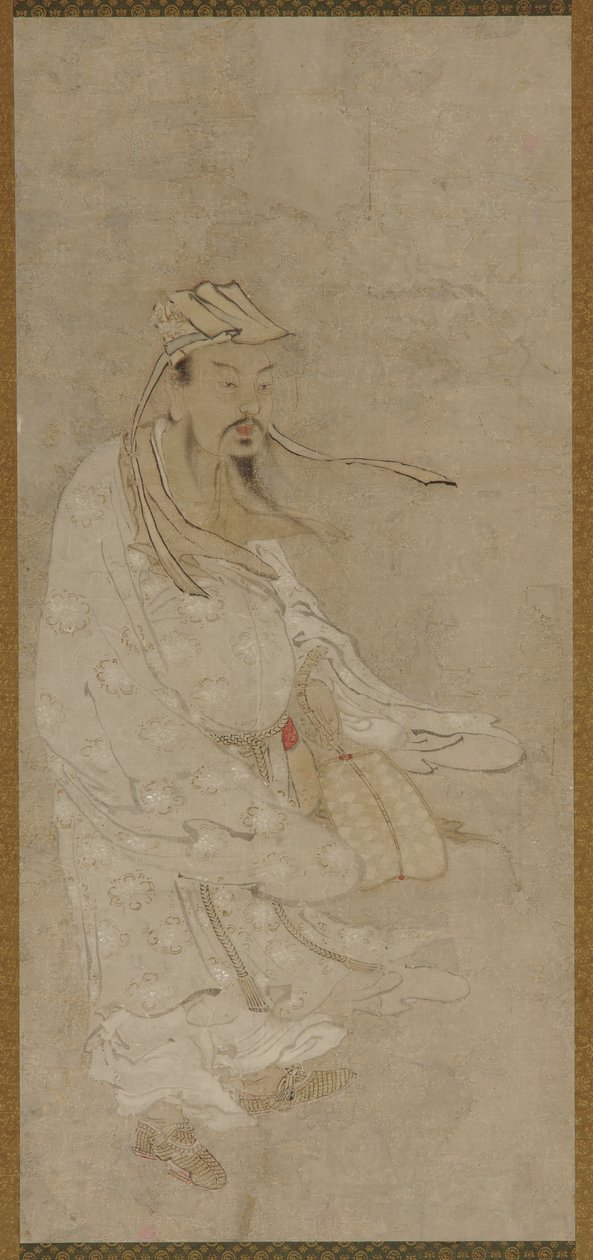 Un hombre chino de pie en un fuerte viento de Unknown artist