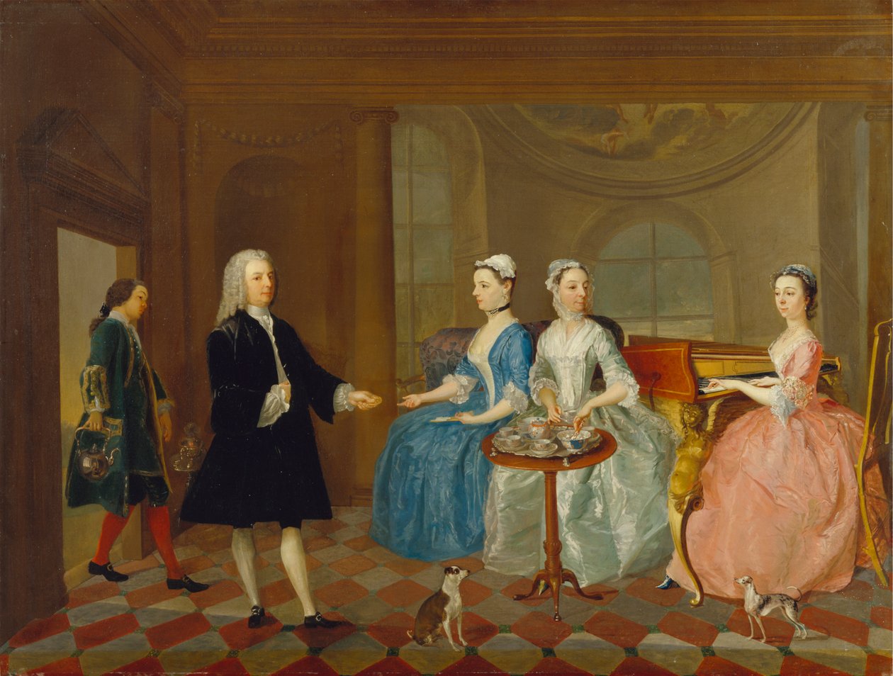 Una familia a la que sirven té, posiblemente la familia Carter de Unknown artist