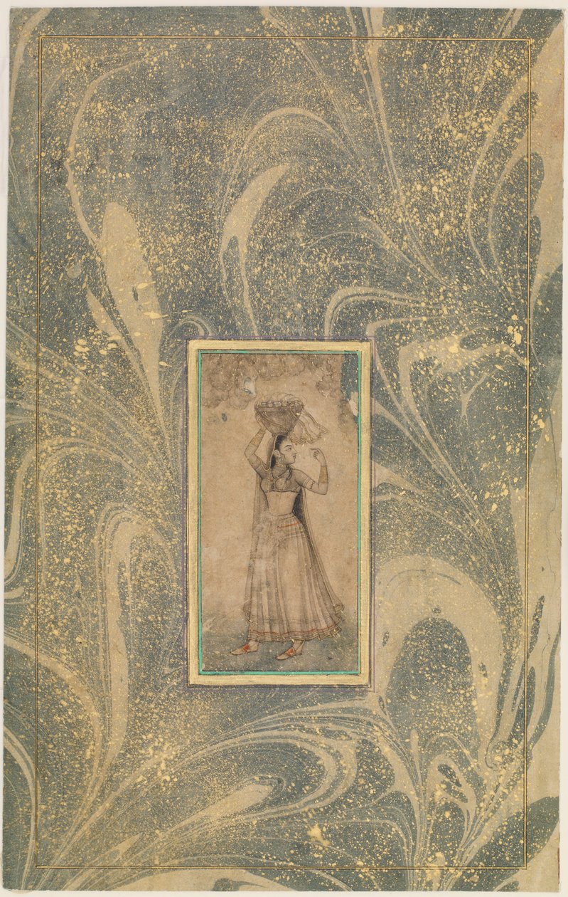 Una chica llevando una cesta en la cabeza de Unknown artist