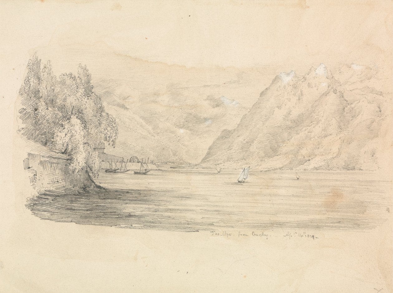 Un lago rodeado de montañas de Unknown artist