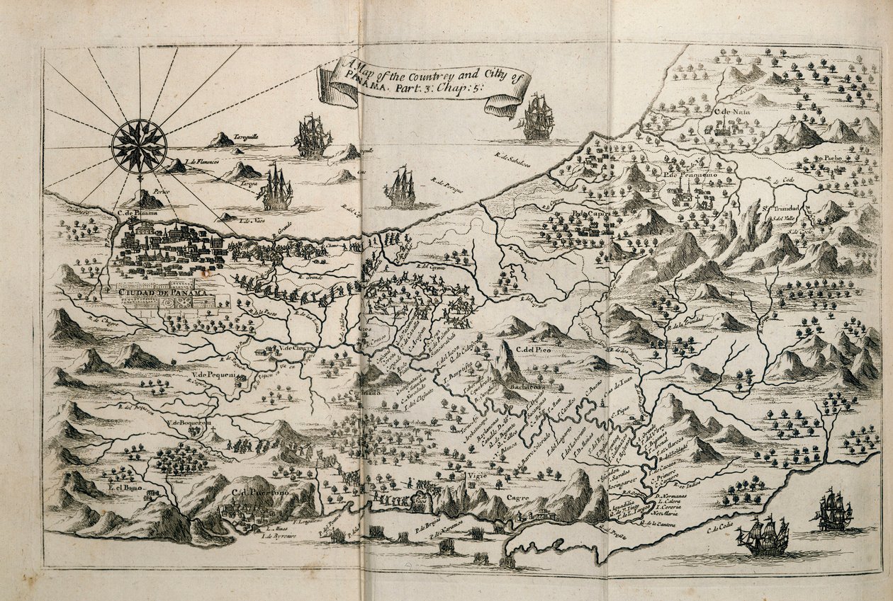 Mapa del país y de la ciudad de Panamá. Parte. 3 : cap : 5. (grabado) de Unknown artist