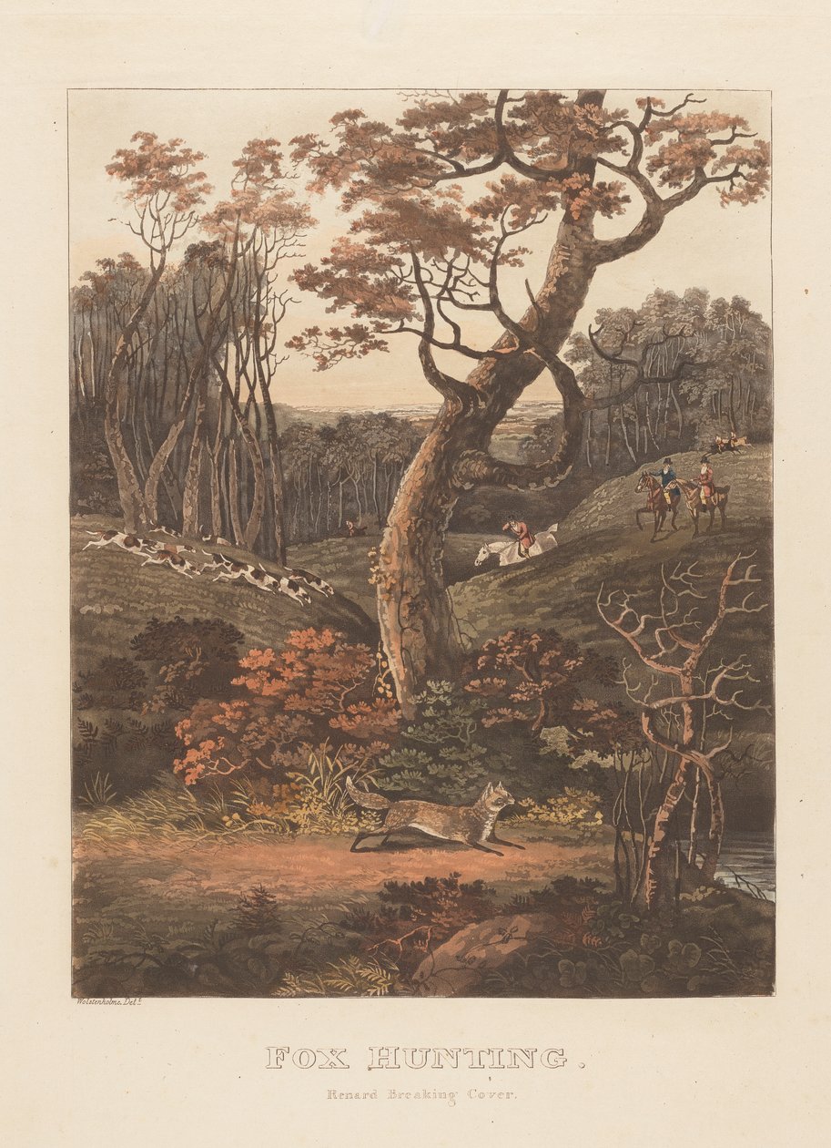 Una pareja: Fox Hunting; (1) Renard Breaking Cover de Unknown artist