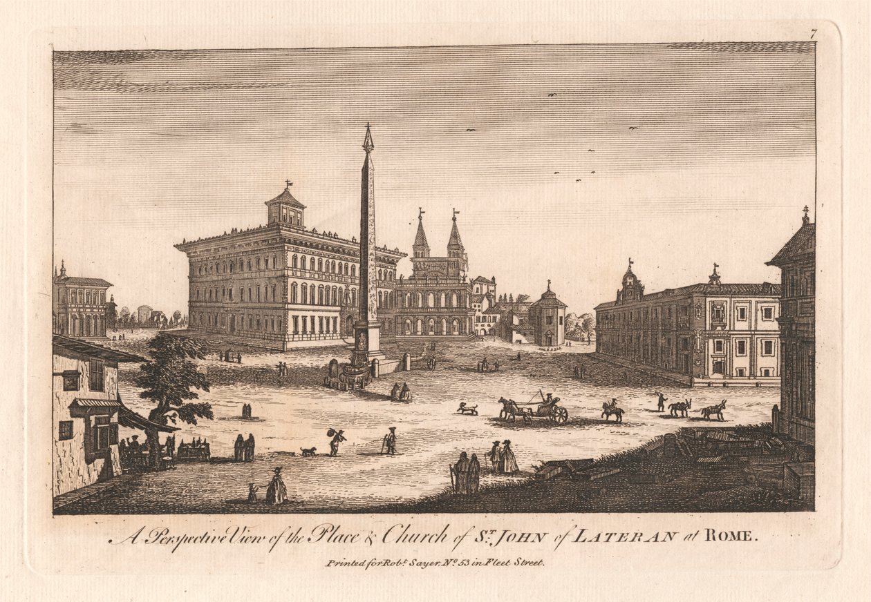 Perspectiva de la plaza e iglesia de San Juan de Letrán en Roma de Unknown artist