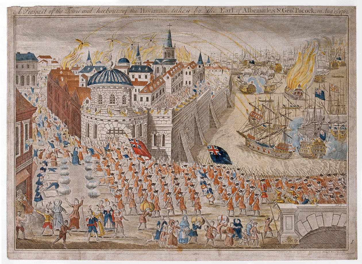Vista de la ciudad y el puerto de La Habana tomada por el Conde de Albemarle y Sir George Pocock el 13 de agosto de Unknown artist