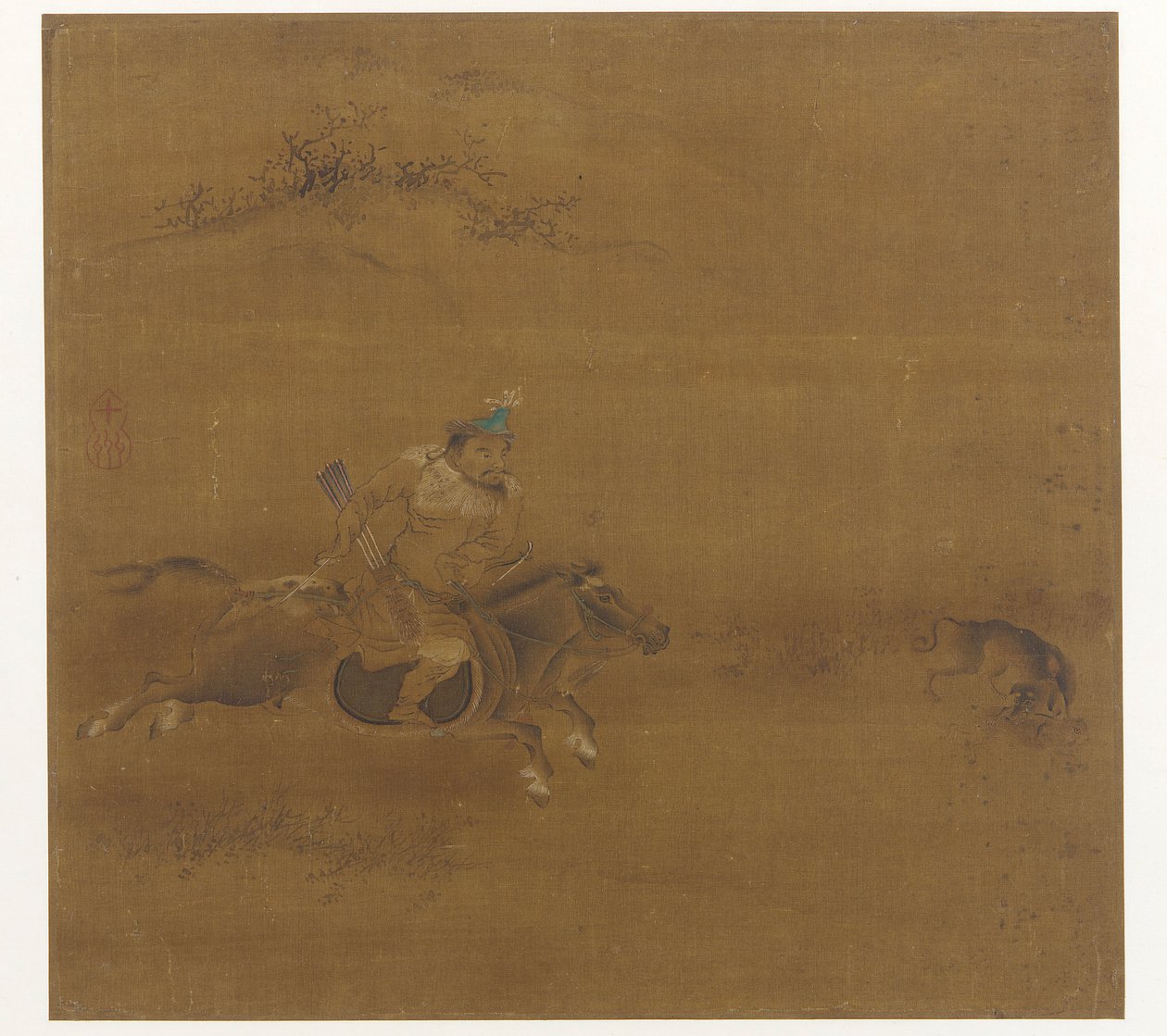 Un jinete tártaro cazando una liebre de Unknown artist