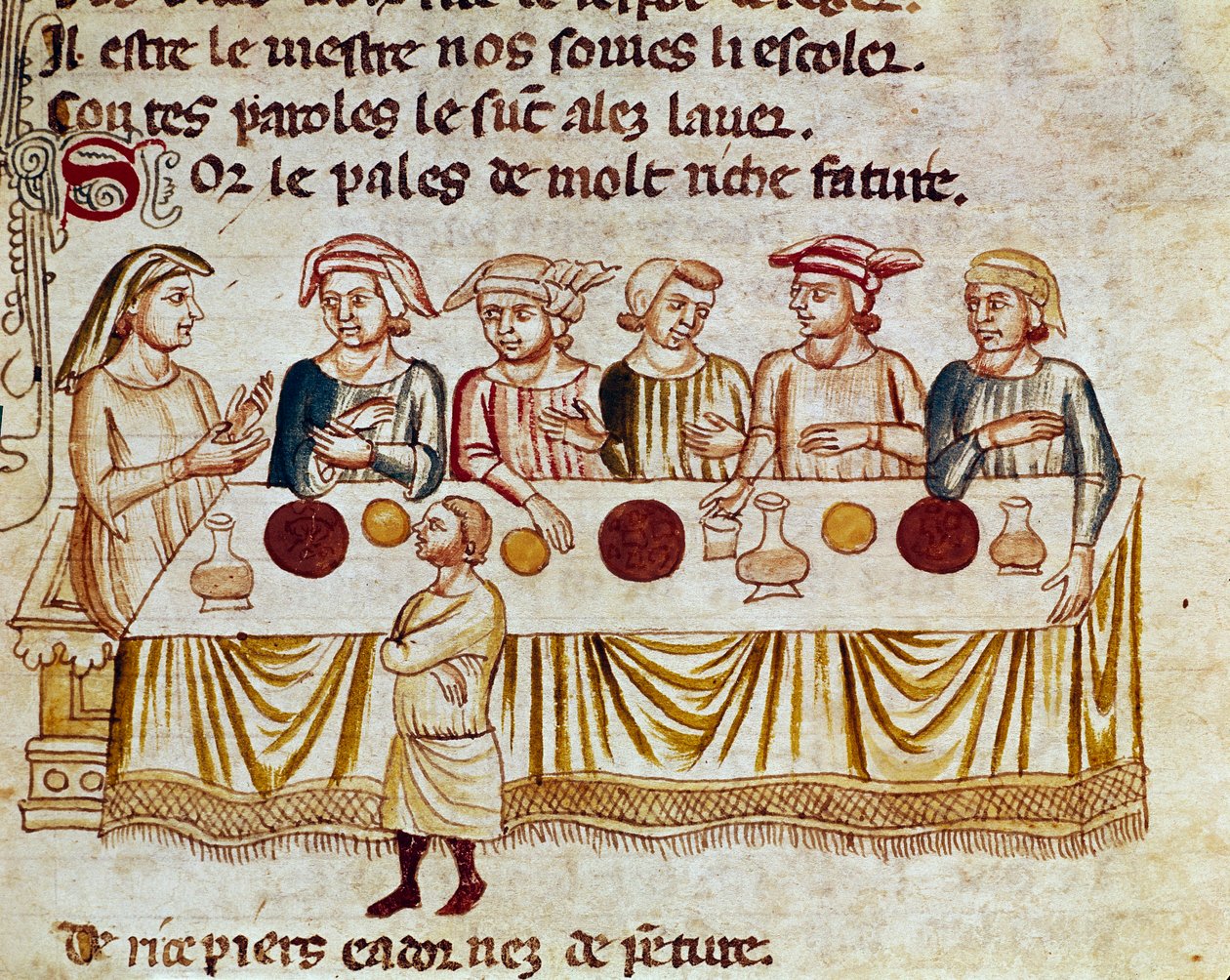Escena de banquete: un rey y sus invitados de Unknown artist