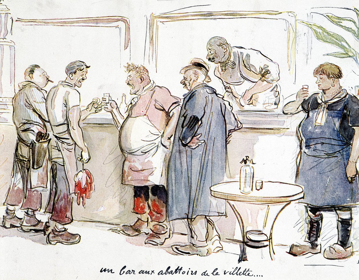 Un bar en los mataderos de la Villette en París de Unknown artist