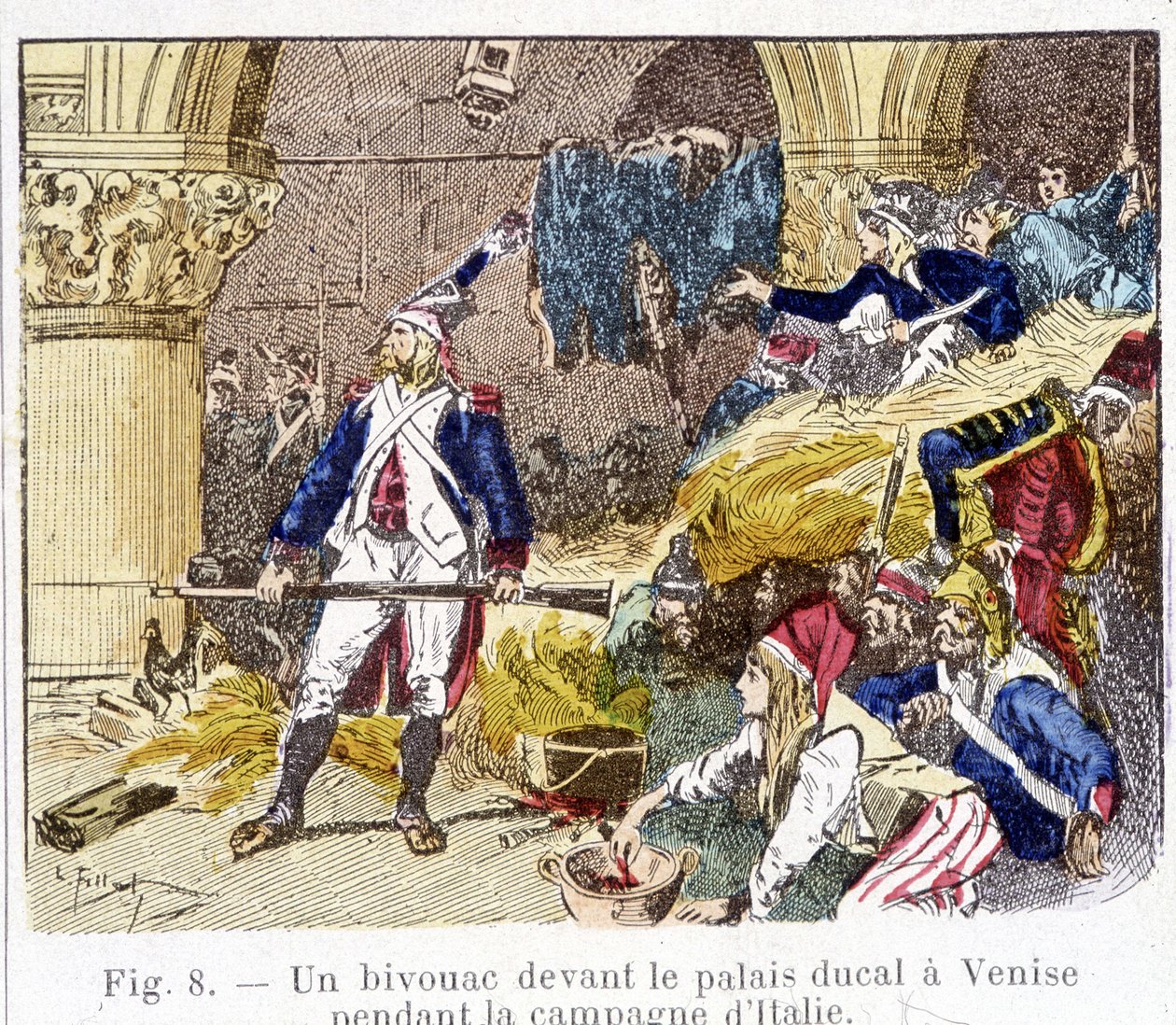 Un vivac frente al palacio ducal en Venecia durante la campaña italiana de Unknown artist