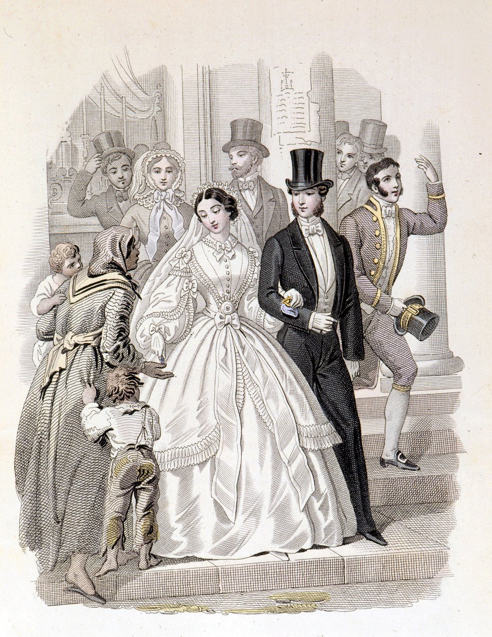 Una boda burguesa, grabado de 1860. de Unknown artist
