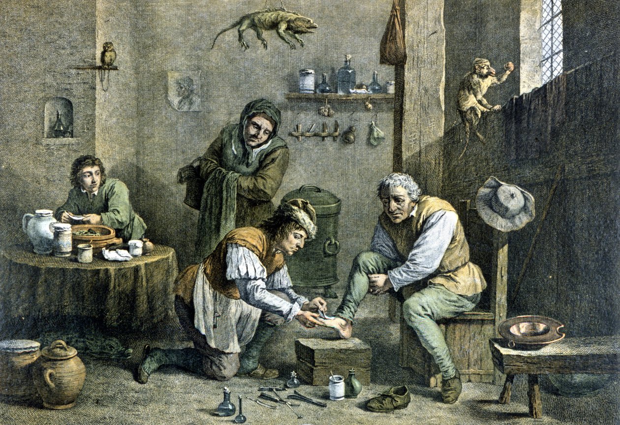 Un médico rural cuidando a uno de sus pacientes de Unknown artist