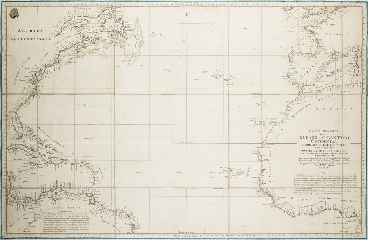 Carta general del Océano Atlántico al norte del Ecuador de Unknown artist