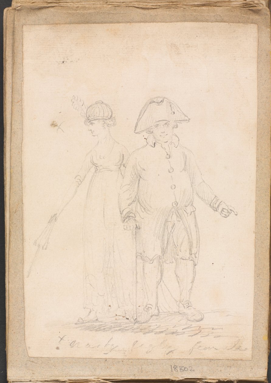 Una dama y un caballero en traje civil de Unknown artist