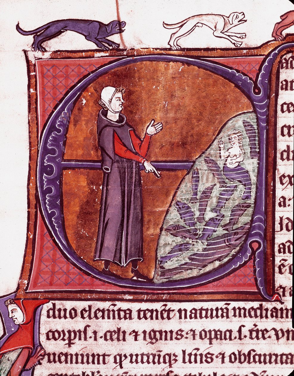 Un monje frente a un estanque, una sirena está representada entre los peces. Miniatura del manuscrito “Speculum historiale” (el Espejo Historial) de Vincent de Beauvais (1184/94-1264) Siglo XIII Laon, biblioteca municipal de Unknown artist