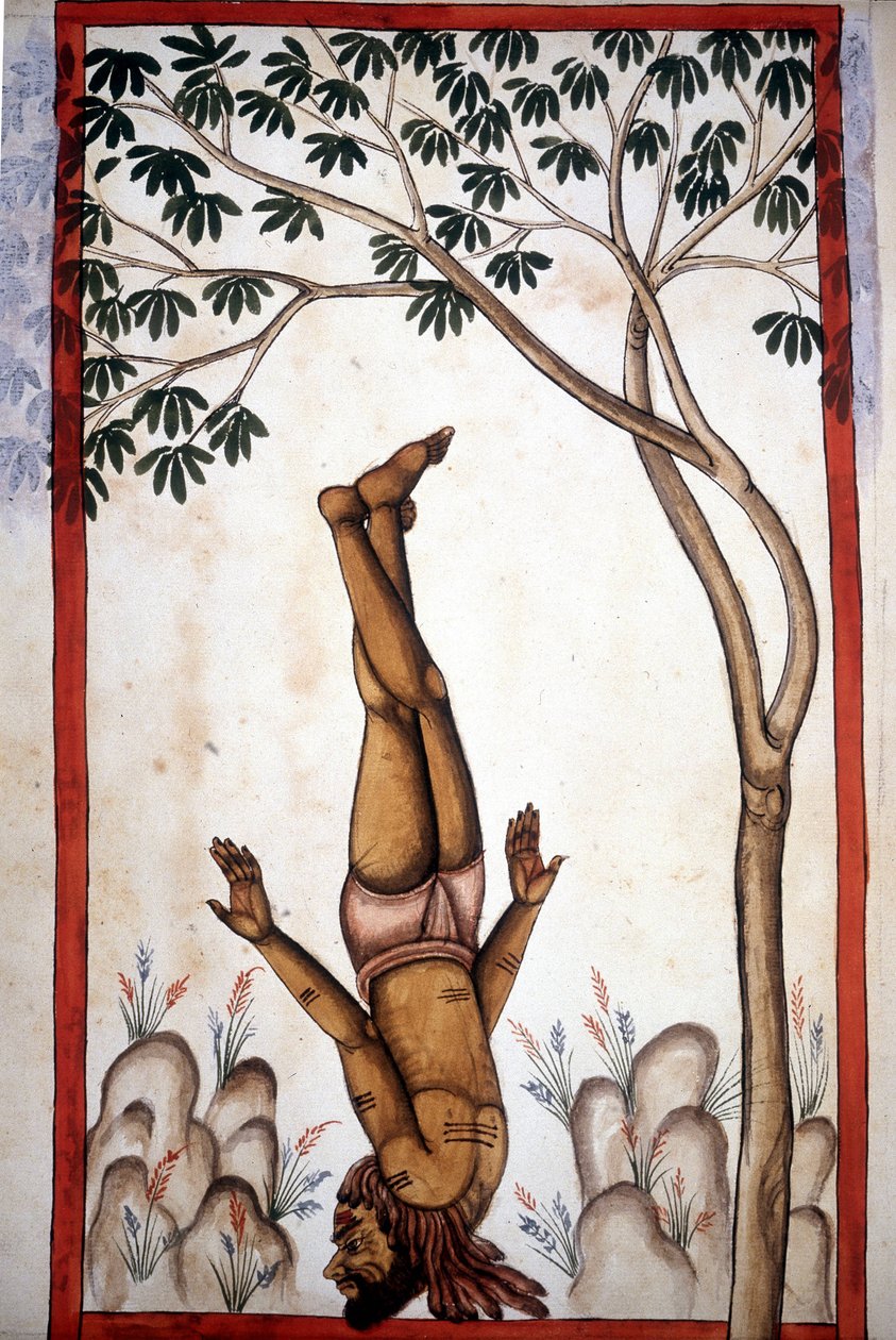 Un faquir de página del manuscrito “Historia de Mogol” (Moghul o Moghol) por Stefano Nivibus Cardeira. Siglo XVIII. Biblioteca Marciana, Venecia de Unknown artist