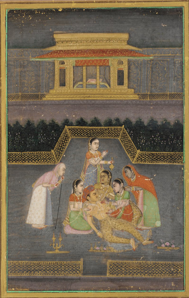 Un hombre enfermo rodeado por su familia de Unknown artist
