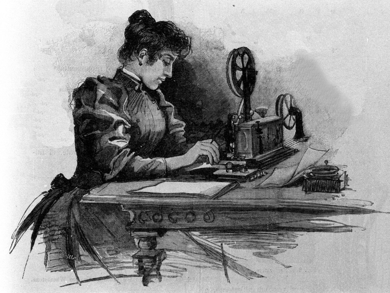 Un operador de telégrafo inventado por el inventor estadounidense Samuel Finley Breese Morse. Grabado del siglo XIX de Unknown artist