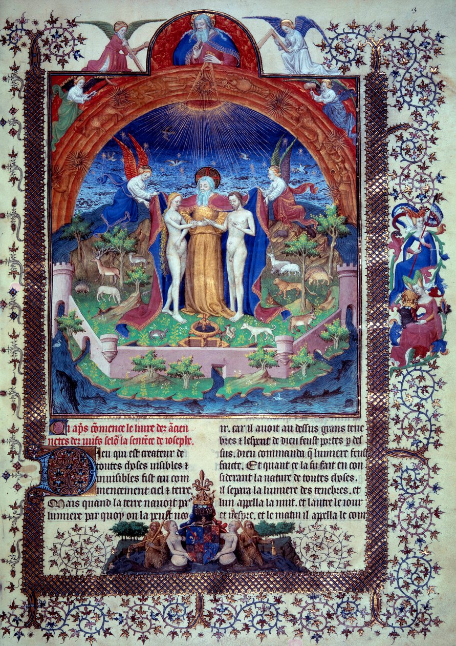 Adán y Eva en el Paraíso Terrenal Miniatura de "Antigüedades Judías" de Flavio Josefo de Unknown artist