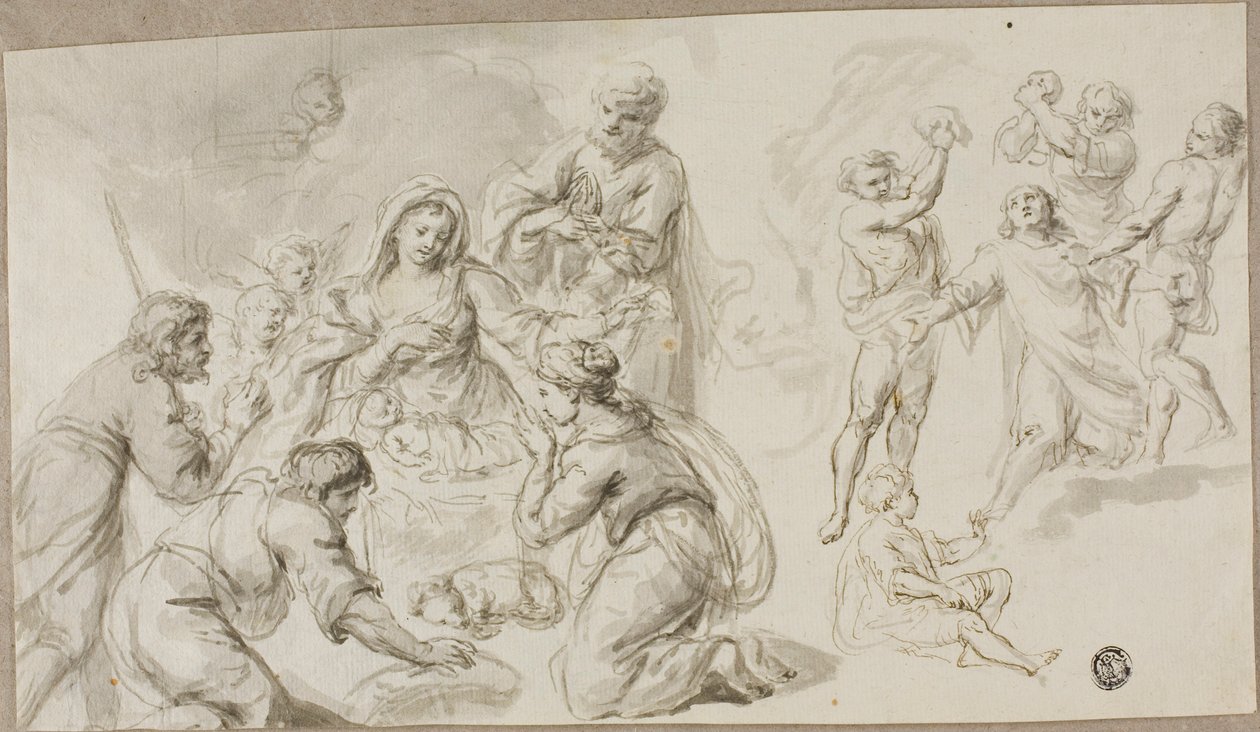 Adoración de los pastores; Lapidación de San Esteban de Unknown artist
