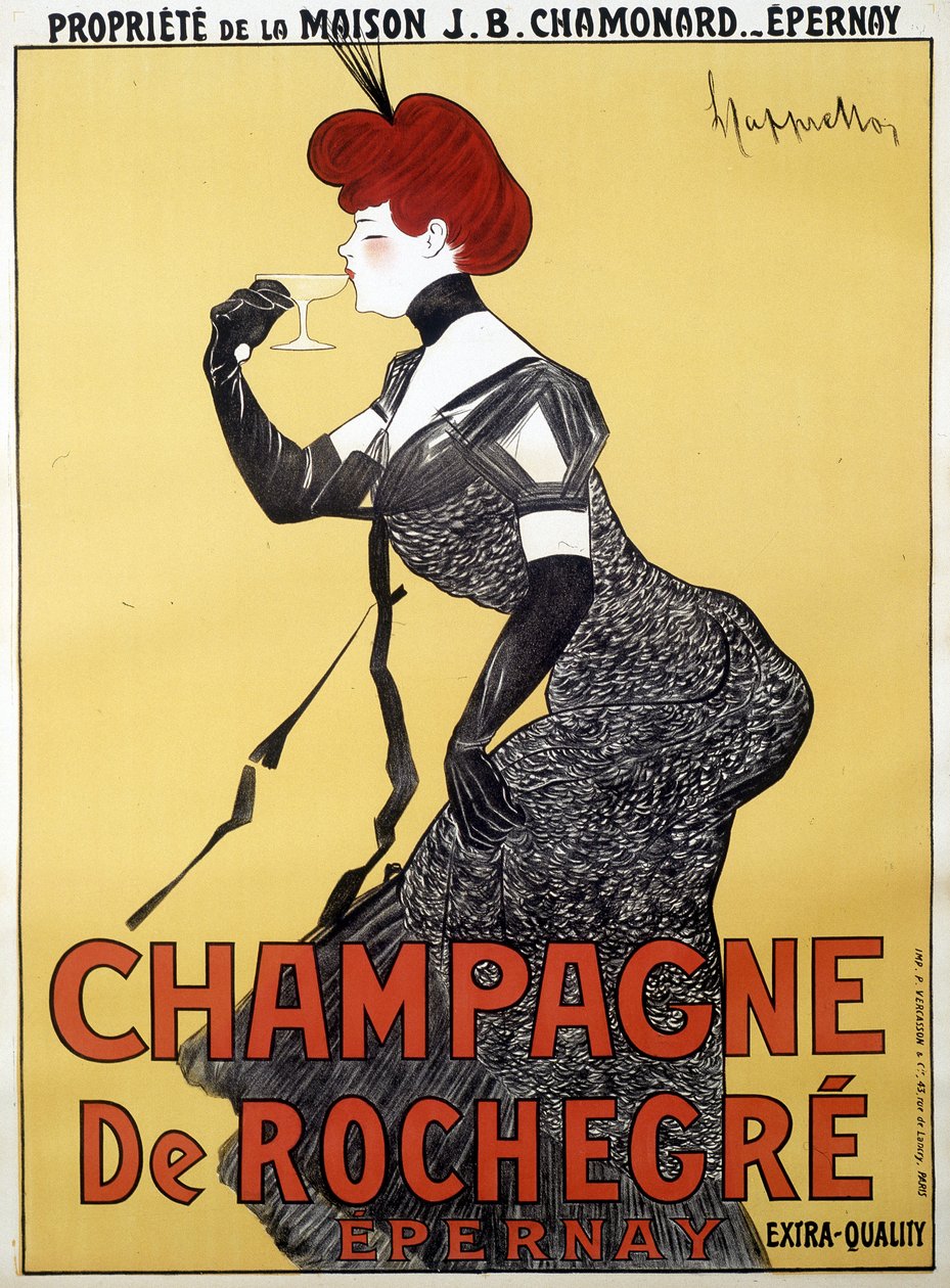 Póster publicitario para Champagne de Rochegre - por Leonetto Cappiello (1875-1942), finales del siglo XIX de Unknown artist