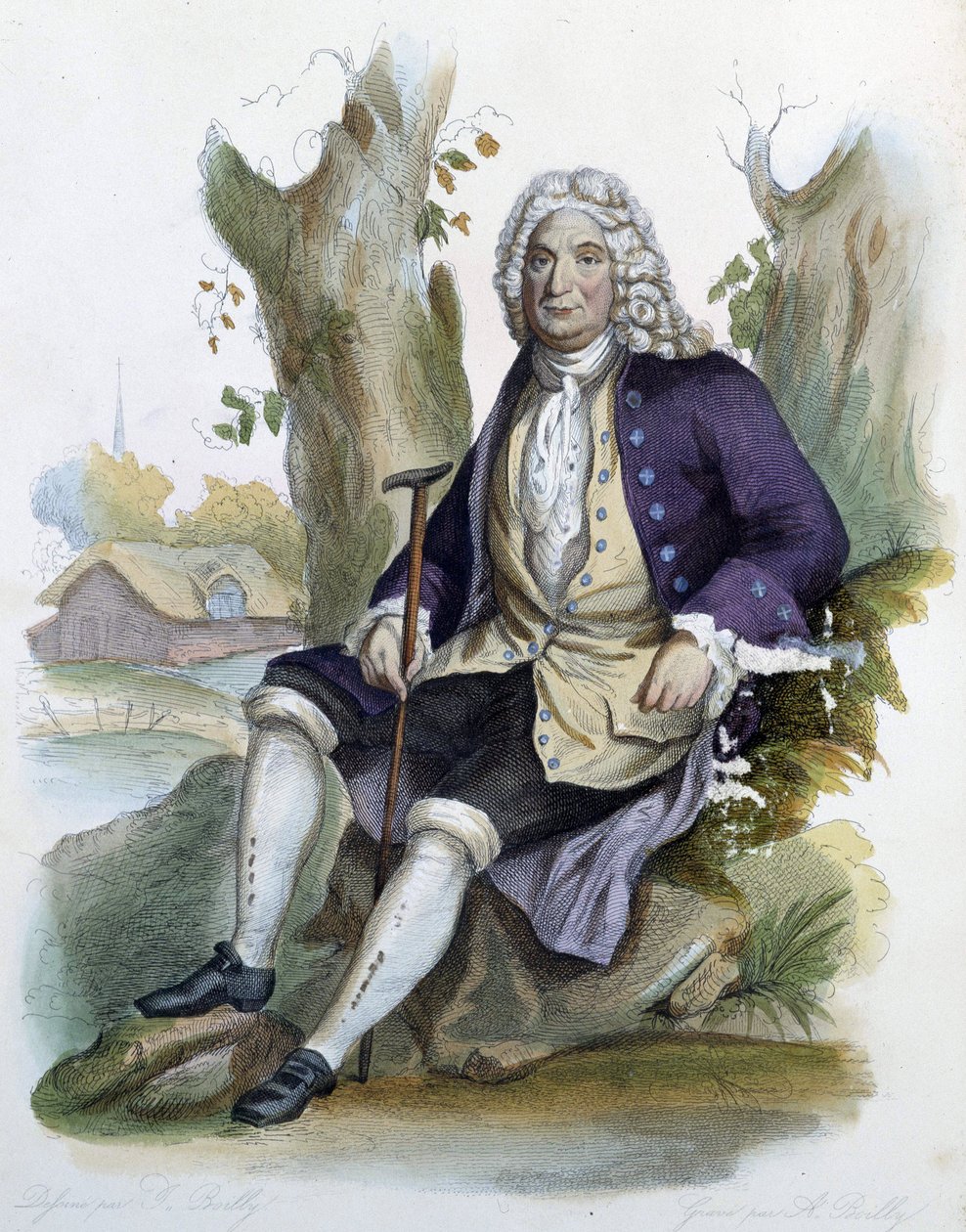 Alain René Lesage (Alain-René Le Sage) (1668-1747) en Ed. Mennechet, "Le Plutarque français" de Unknown artist