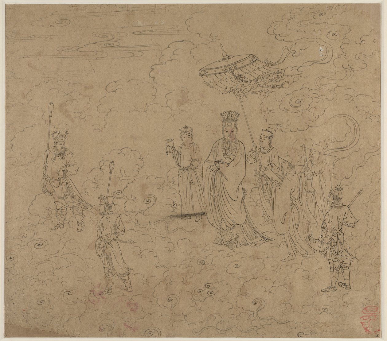 Álbum de temas taoístas y budistas: Procesión de deidades taoístas: Hoja 8 de Unknown artist
