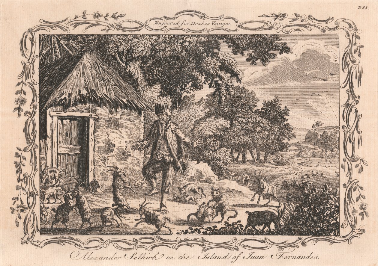 Alexander Selkirk en la isla de Juan Fernandes de Unknown artist