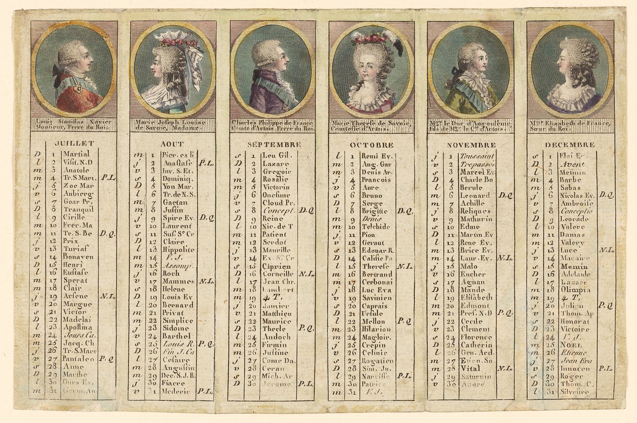 Almanaque para la segunda mitad del año 1792 de Unknown artist