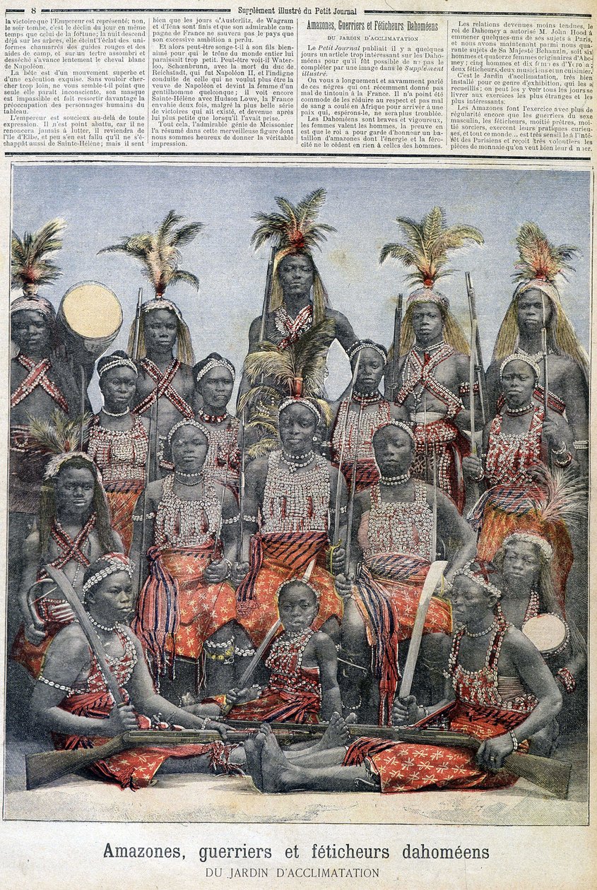Amazonas, guerrera y feticheras de Dahomey (del actual Benín), del jardín de aclimatación - en “Le Petite Journal” del 28/02/1891 de Unknown artist