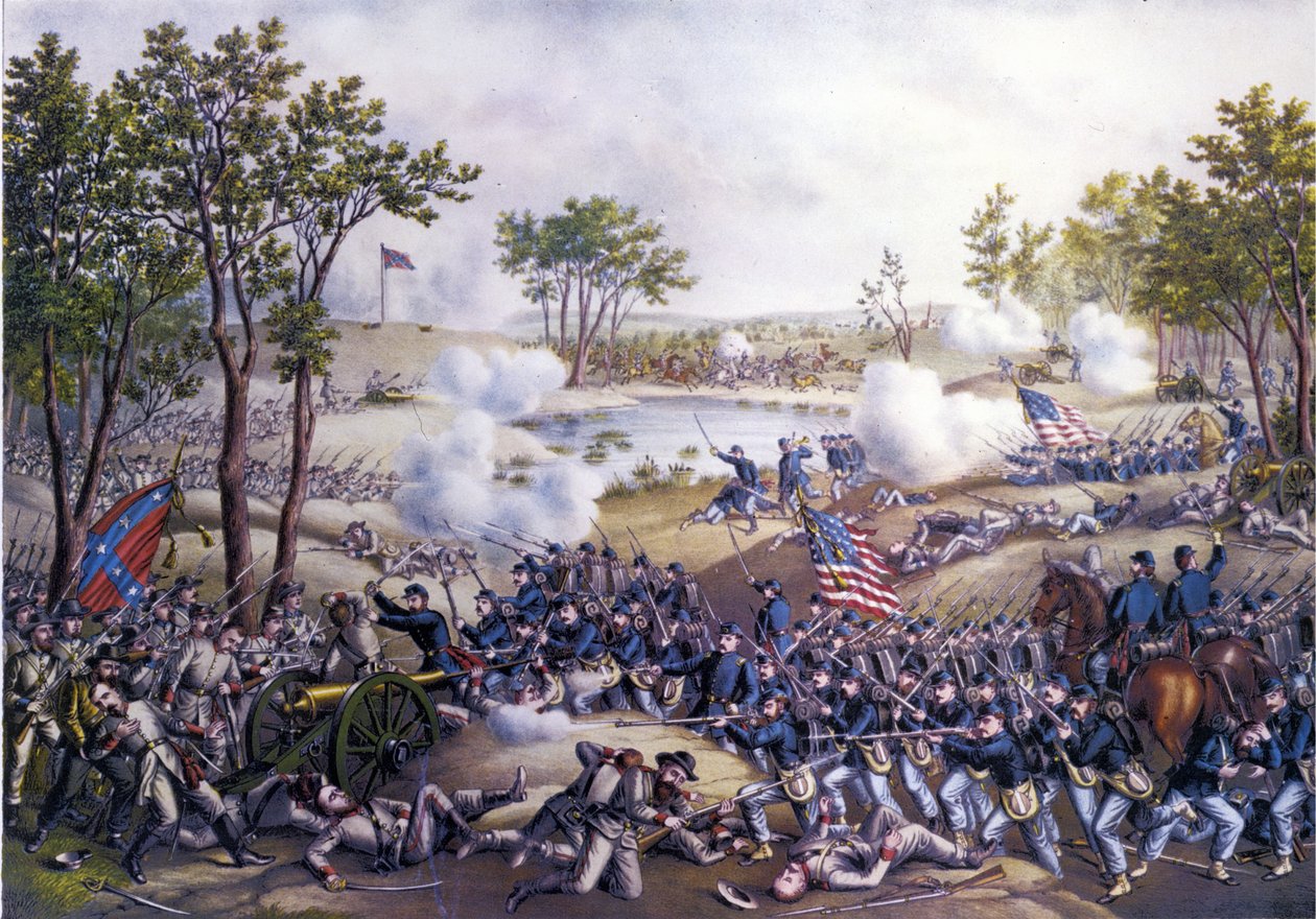 Guerra de Secesión Americana o Guerra Civil (1861 - 1865): Cold Harbor o Segunda Batalla de Cold Harbor, Virginia 31 de mayo - 1 de junio de 1864. Grabado del siglo XIX de Unknown artist