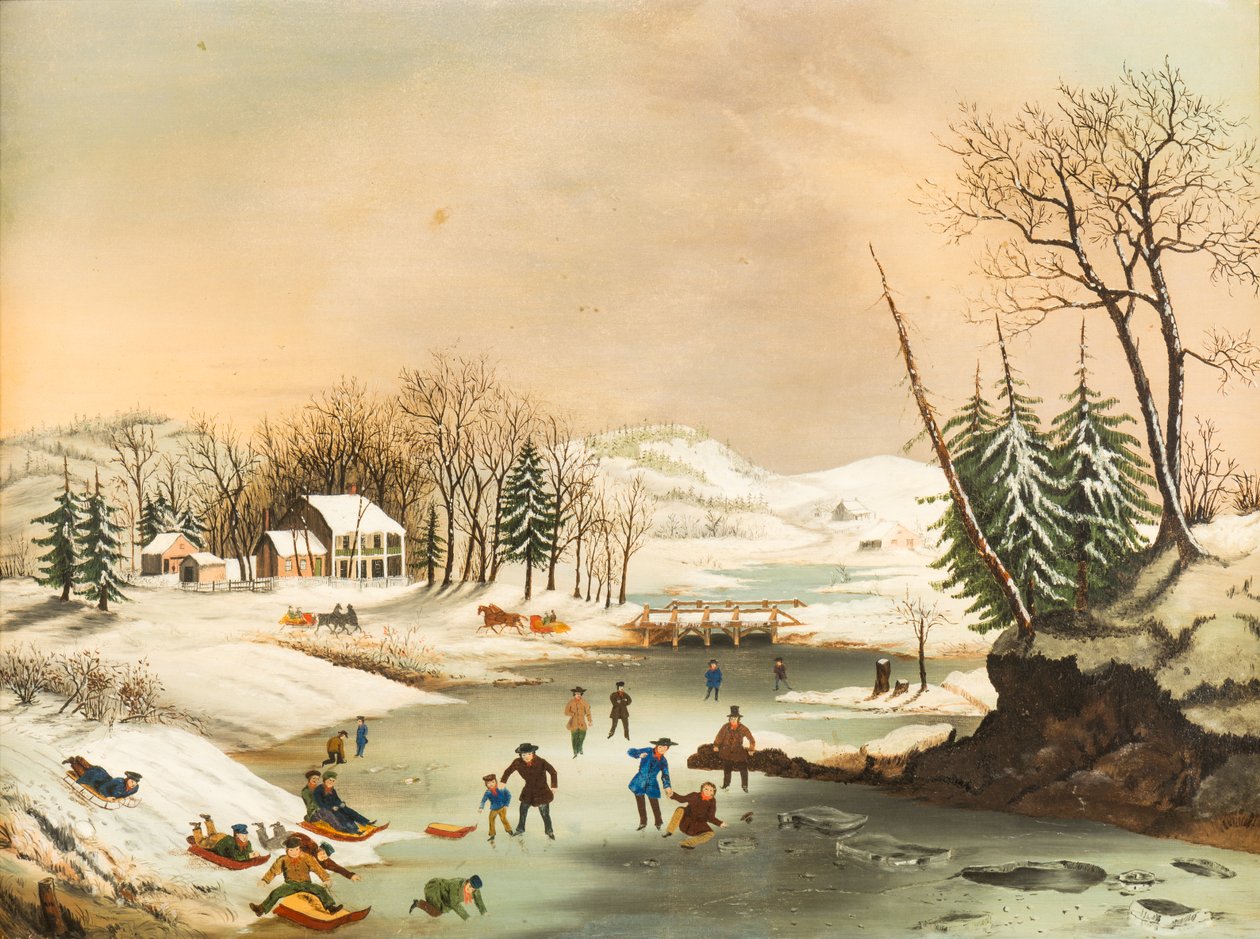 Escenas invernales americanas: Mañana, después de 1853 (óleo sobre lienzo) de Unknown artist