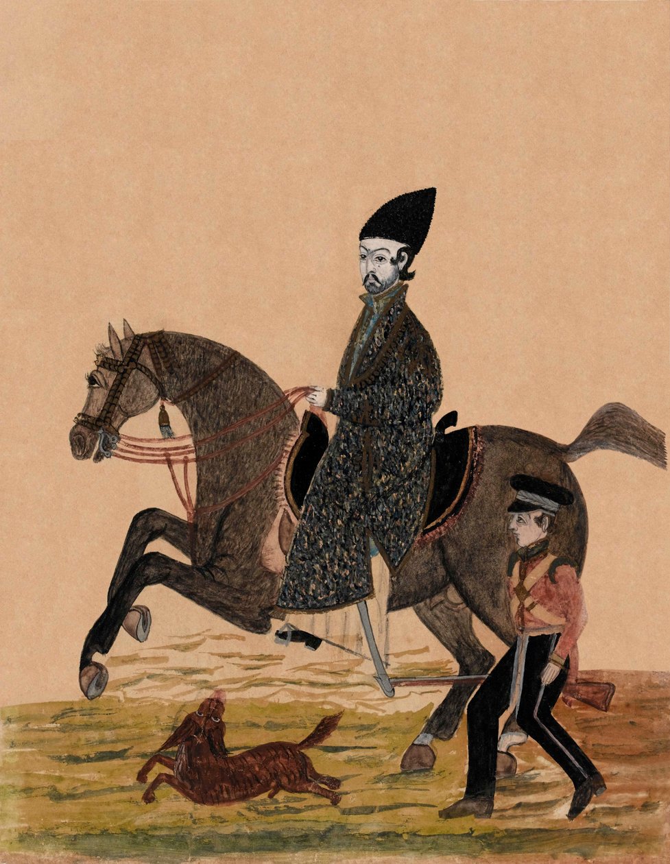 Un Sirdar afgano [oficial] y un soldado británico, c.1841 de Unknown artist