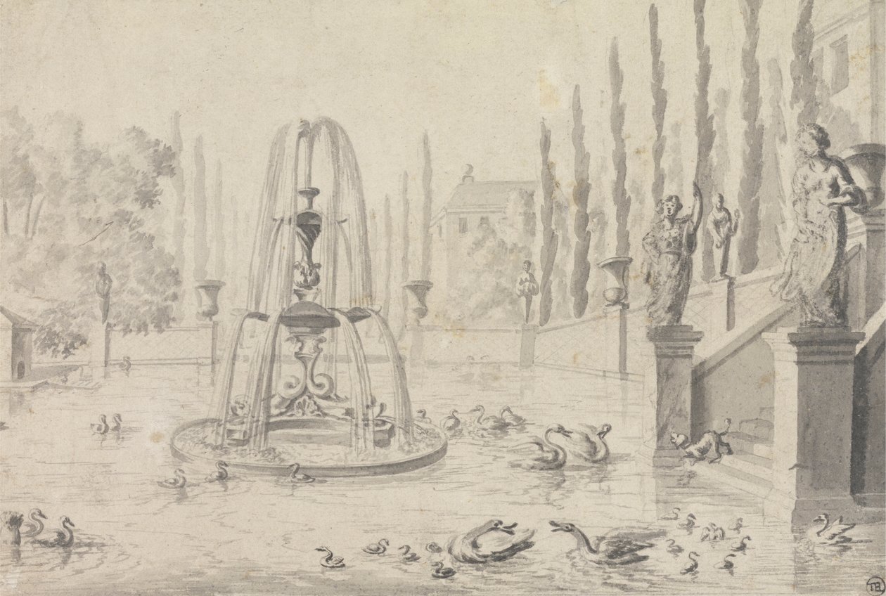 Piscina ornamental y fuente de Unknown artist