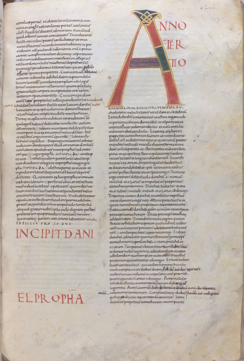 Anno tertio: Incipit Daniel Propha.Incipit del Libro del Profeta Daniel, siglo XI (miniatura, manuscrito membranoso) de Unknown artist
