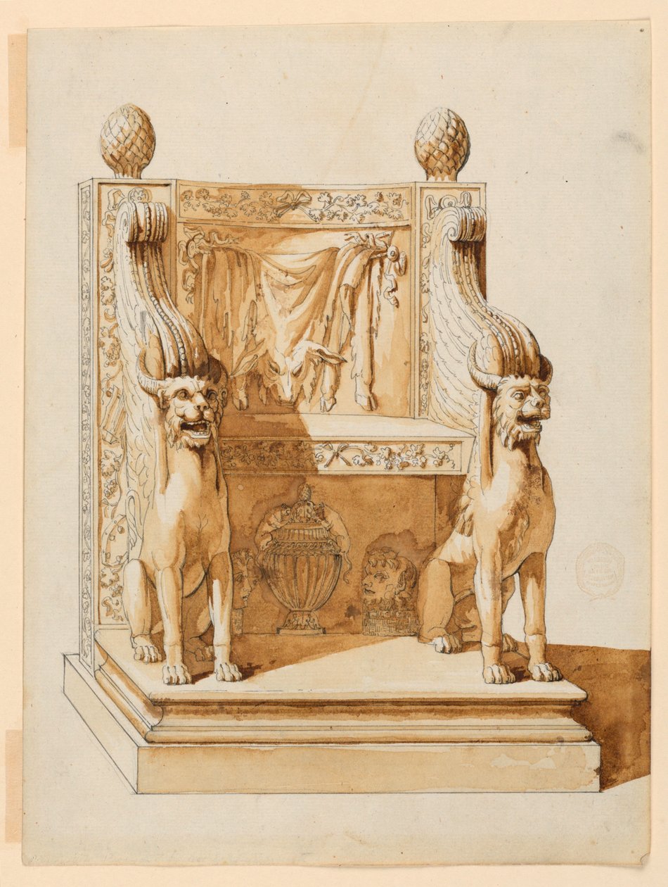 Silla antigua con temas báquicos de Unknown artist