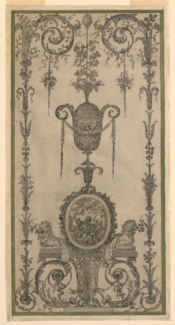 Diseño de arabesco para un panel de Unknown artist