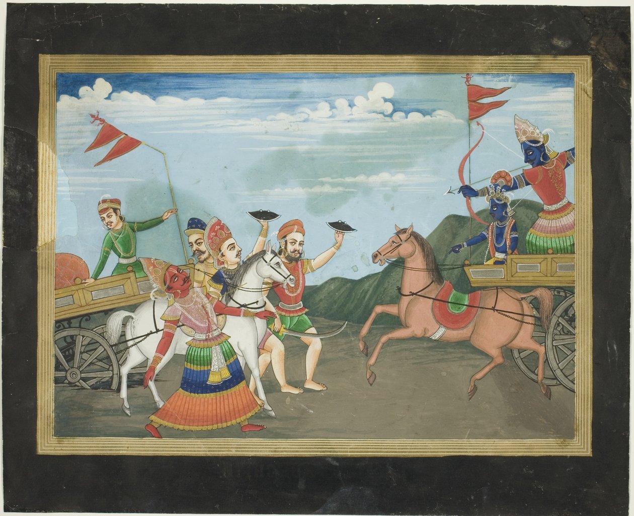 Arjuna mata a Karna, página de una serie del Mahabharata de Unknown artist