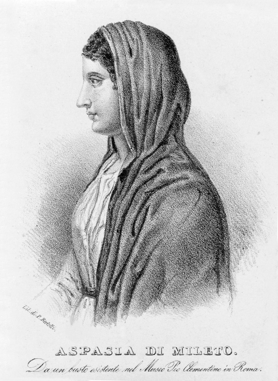 Aspasia de Mileto, amante de Pericles. Litografía de Bertotti. Siglo XIX. de Unknown artist