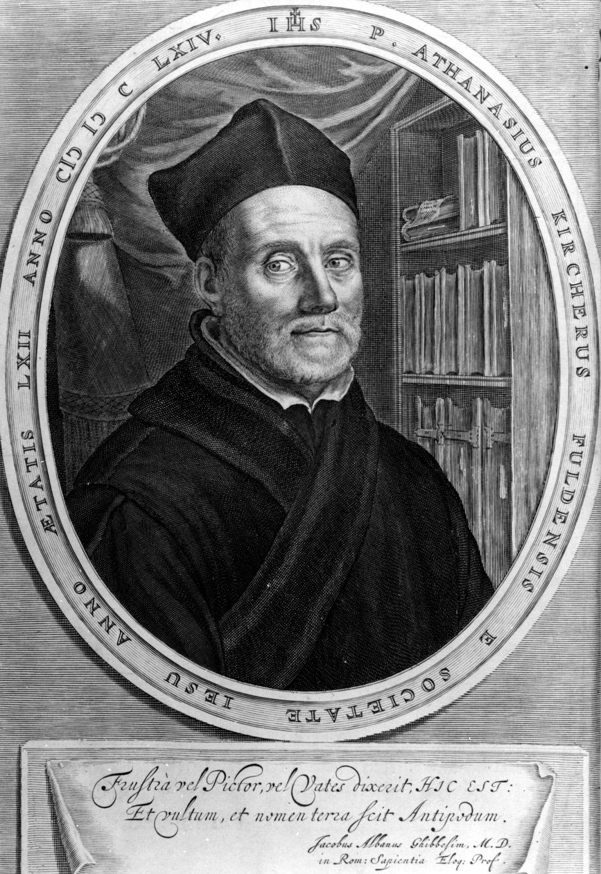 Athanasius Kircher (1601 - 1680), jesuita, orientalista y erudito alemán - Grabado s. XVIII de Unknown artist
