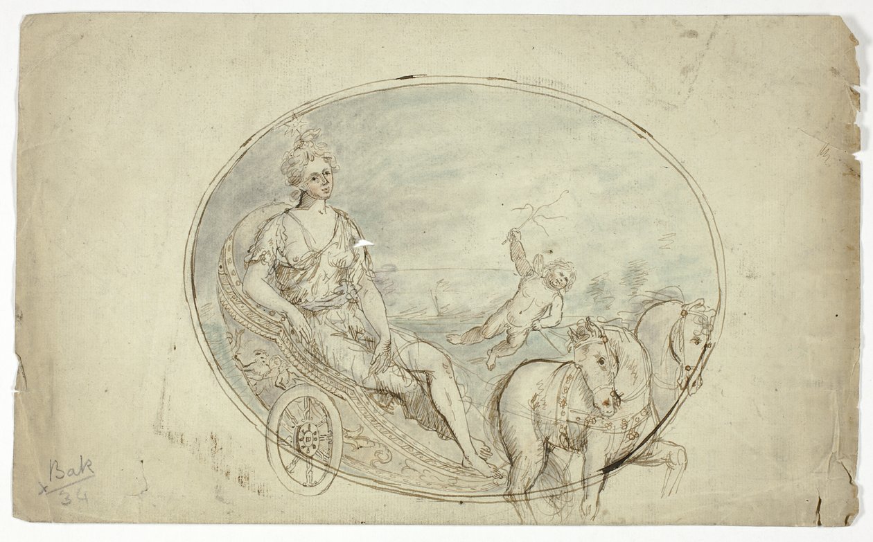 Aurora en su carro (anverso); tres bustos masculinos (reverso) de Unknown artist