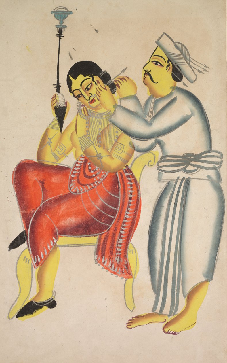 Barber Cleaning a Woman’s Ear de Unknown artist