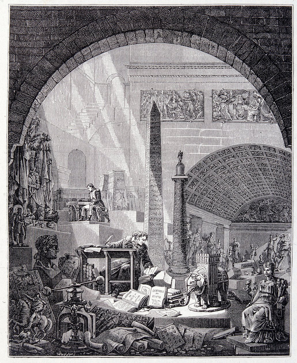 Barón Dominique Vivant-Denon en su oficina, rodeado de objetos de arte y Napoleón de Unknown artist