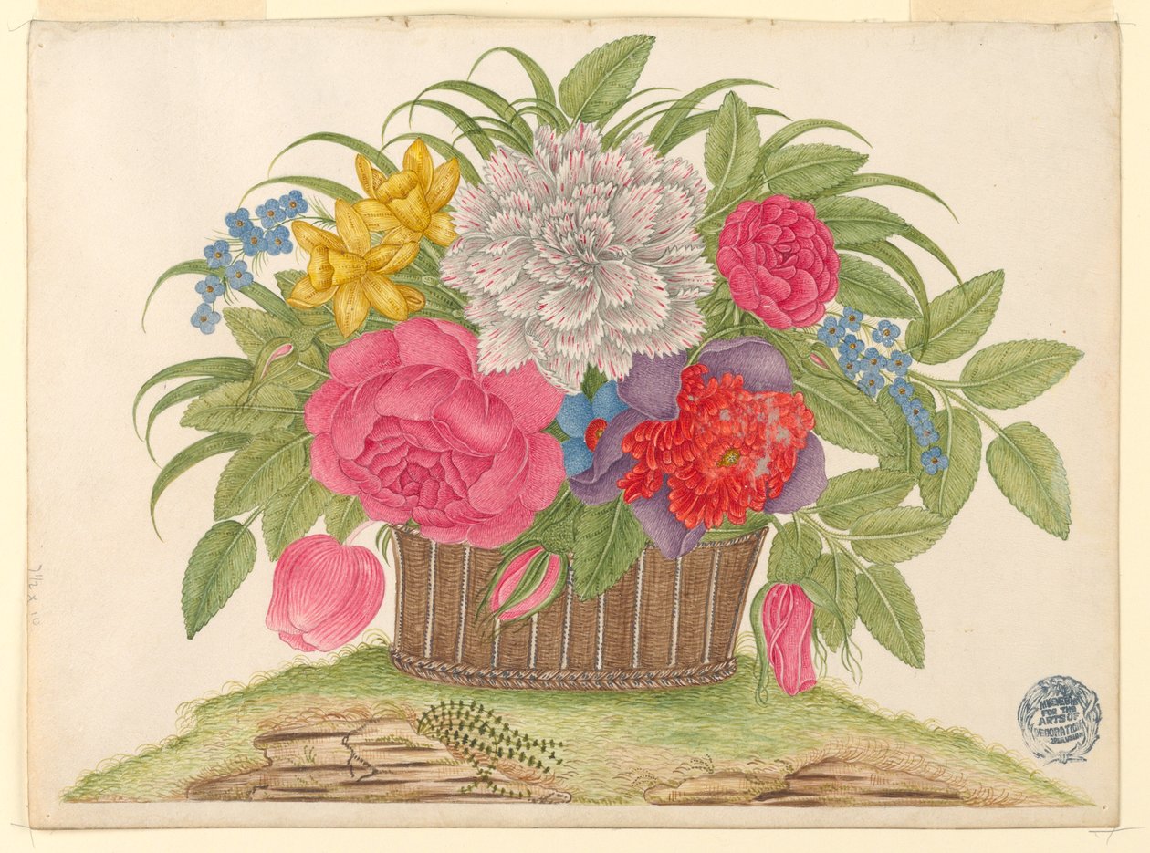 Cesta de Flores y Hojas en la Tierra de Unknown artist