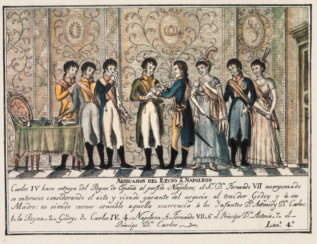 Entrevista de Bayona en 1808 tras la insurrección de Aranjuez, que vio la abdicación del Rey Carlos IV de España ceder el trono a Napoleón I antes de su hijo Fernando VII de Unknown artist