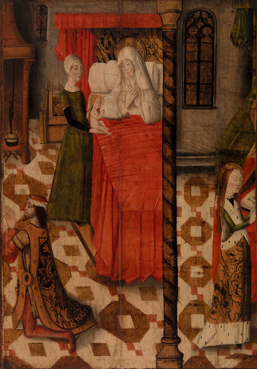 Nacimiento de la Virgen, un donante varón y la educación de la Virgen de Unknown artist